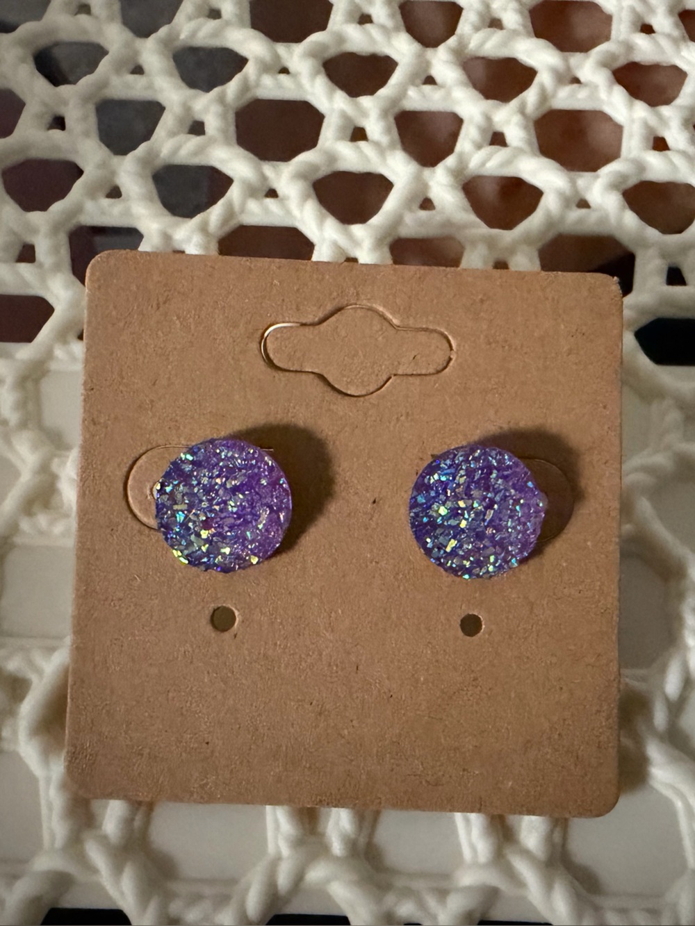 Kids Purple Glitter hypoallergenic Stud Earrings